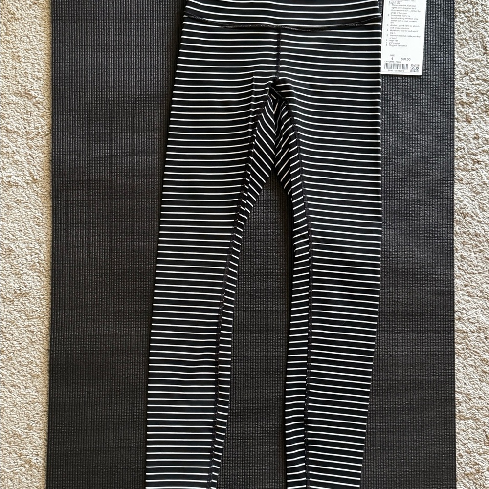 Lululemon Athletica Black and White Striped Leggings